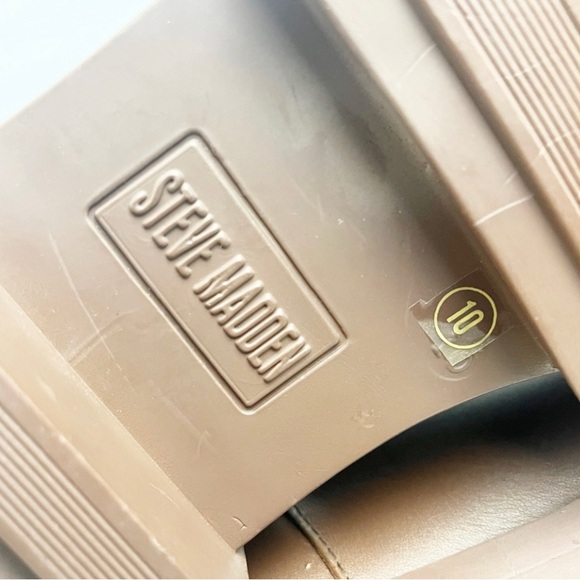 STEVE MADDEN Priority Leather Upper Cognac Knee High Lug Sole Boots, Size 10 - Picture 8 of 12